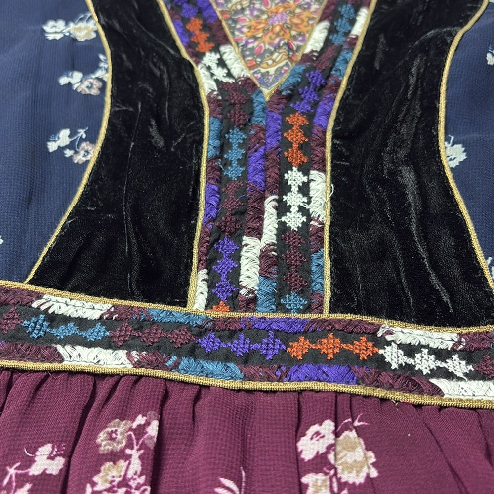 Anthropologie Maeve Quartier Dress Patchwork Renaissance Boho Artsy Party XS - Picture 6 of 13